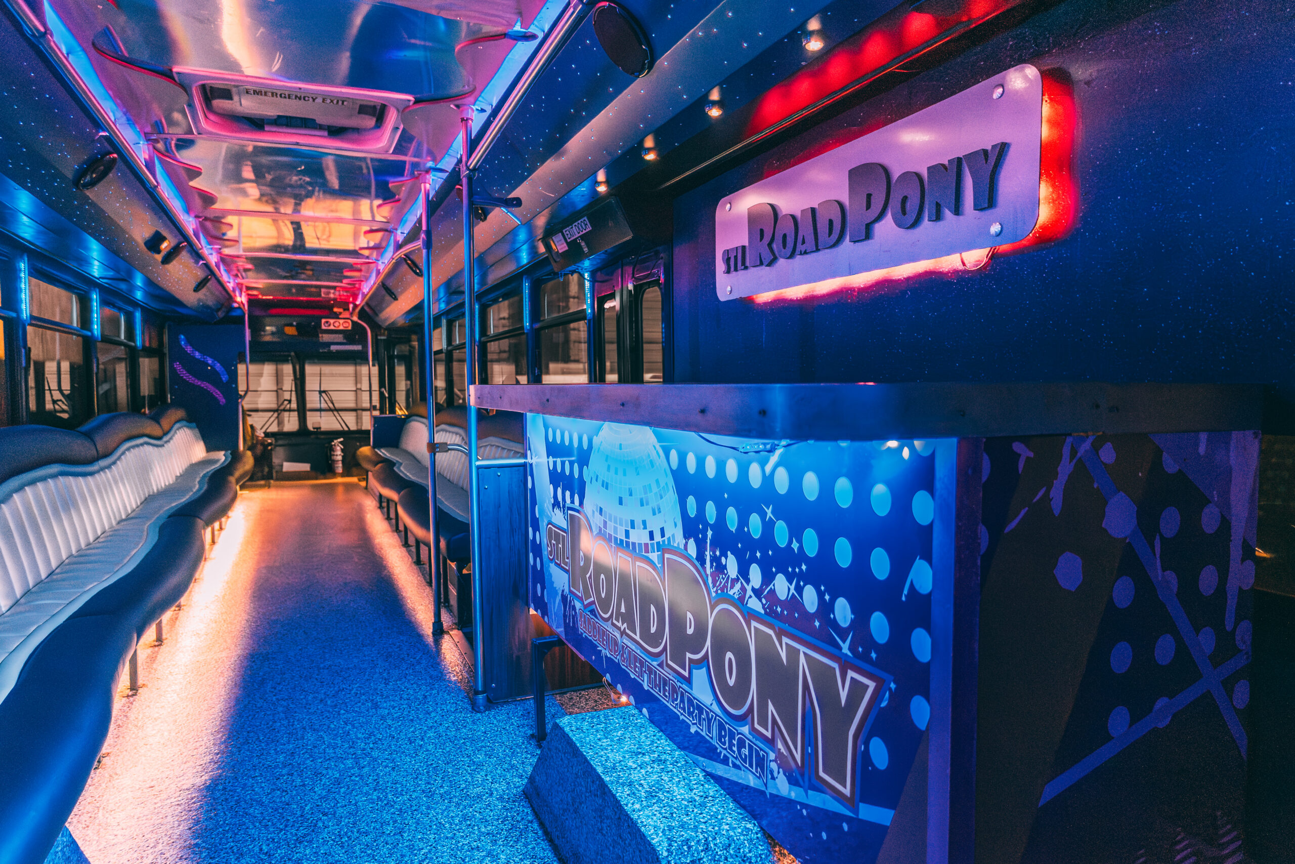 clyde inside party bus